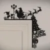 Santa Claus door corner decoration, festive Christmas ornament for holiday home décor