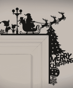 Santa Claus door corner decoration, festive Christmas ornament for holiday home décor