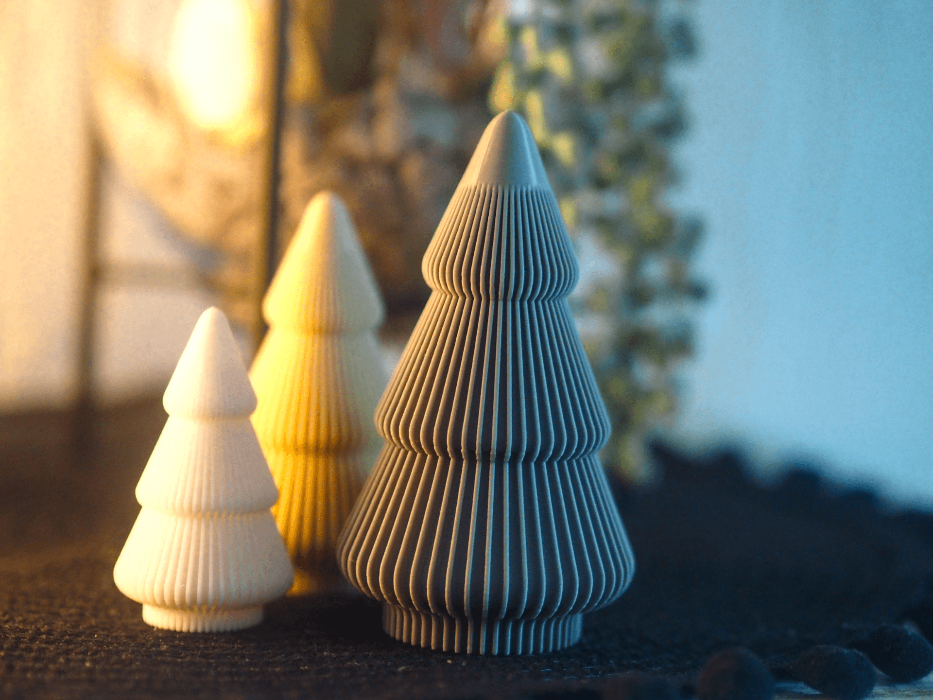 Modern Christmas Trees – 3D Printed Holiday Decorations 1 Modern Christmas candle holder with festive tree design, unique holiday table decoration