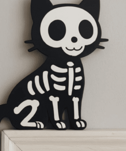 Skeleton Cat Door Corner Decoration